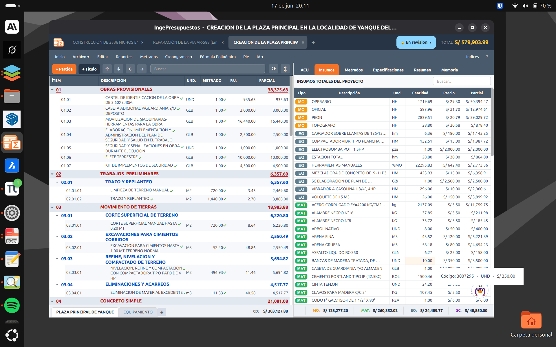 IngePresupuestos real funcionando en Linux